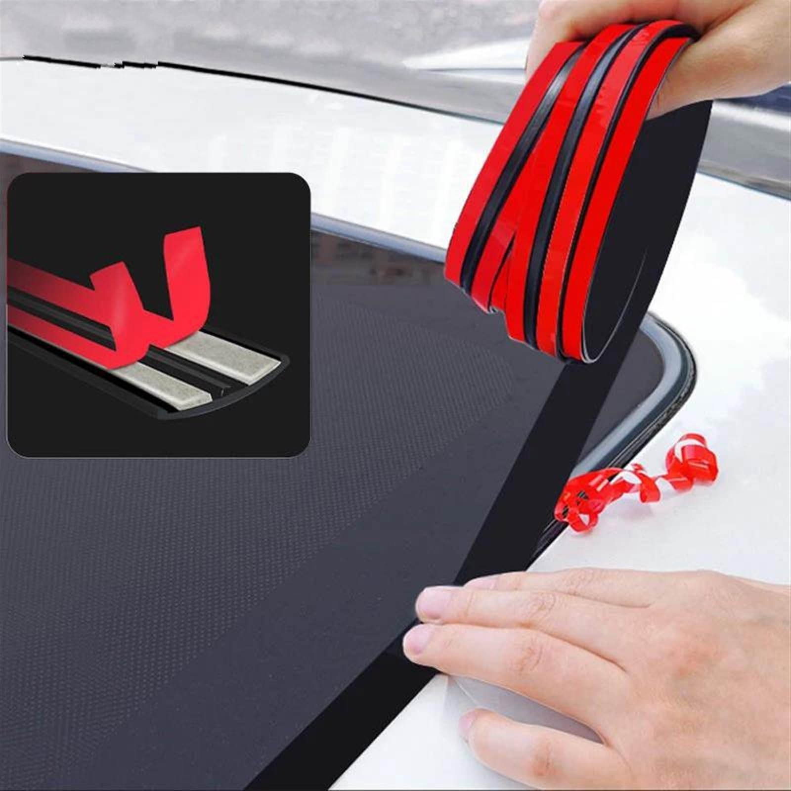 Guarnizione porta auto Strisce tenuta gomma 27 mm parabrezza tettuccio apribile bordo finestra tetto isolamento acustico striscia tenuta protezione impermeabile sigillante(27mmx8)