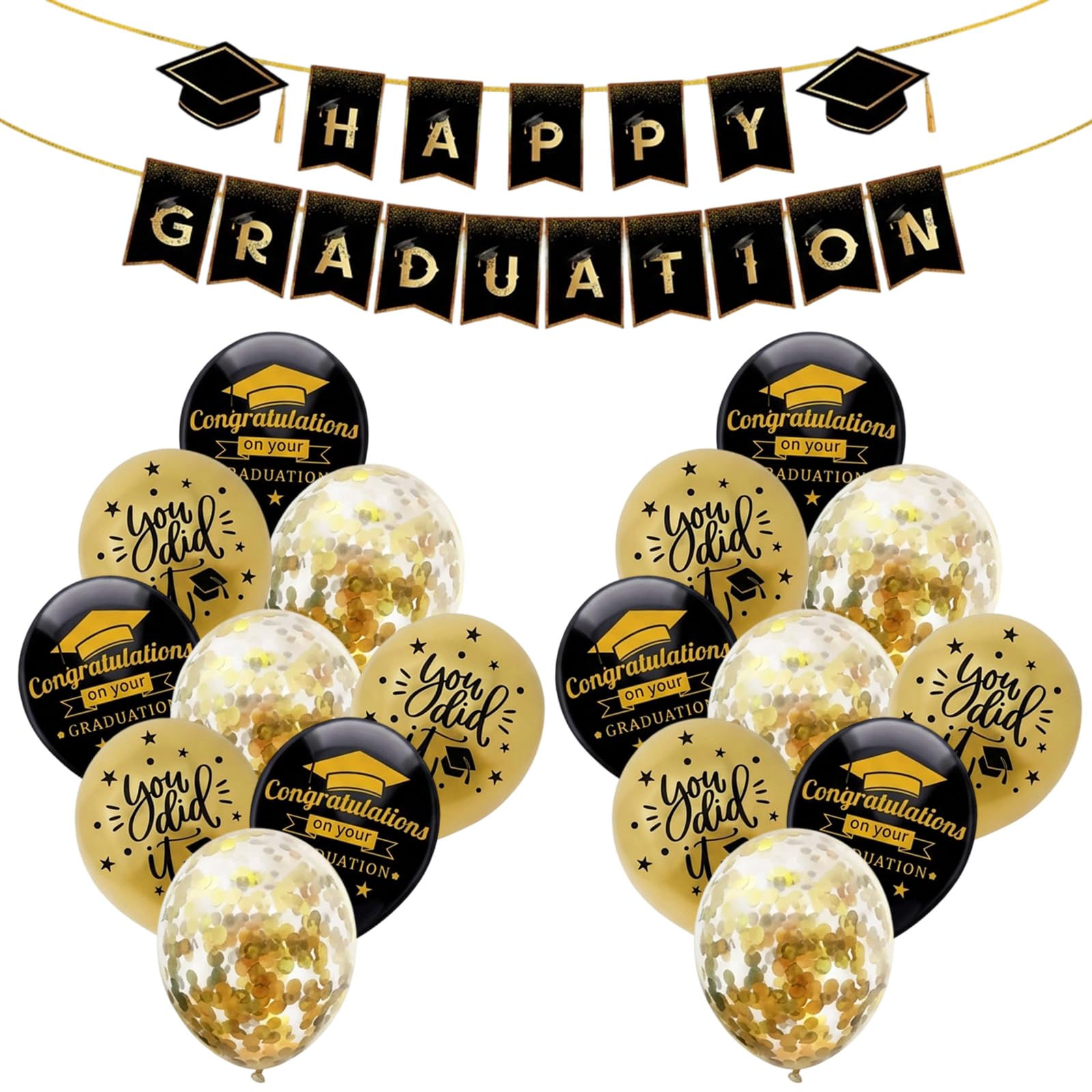 Graduation Decorations, Graduation Banner, Leavers 2026 Decorations, Complete Party Set with 18 Balloons for Indoor and Outdoor Celebrations, Class of 2026 Theme Design