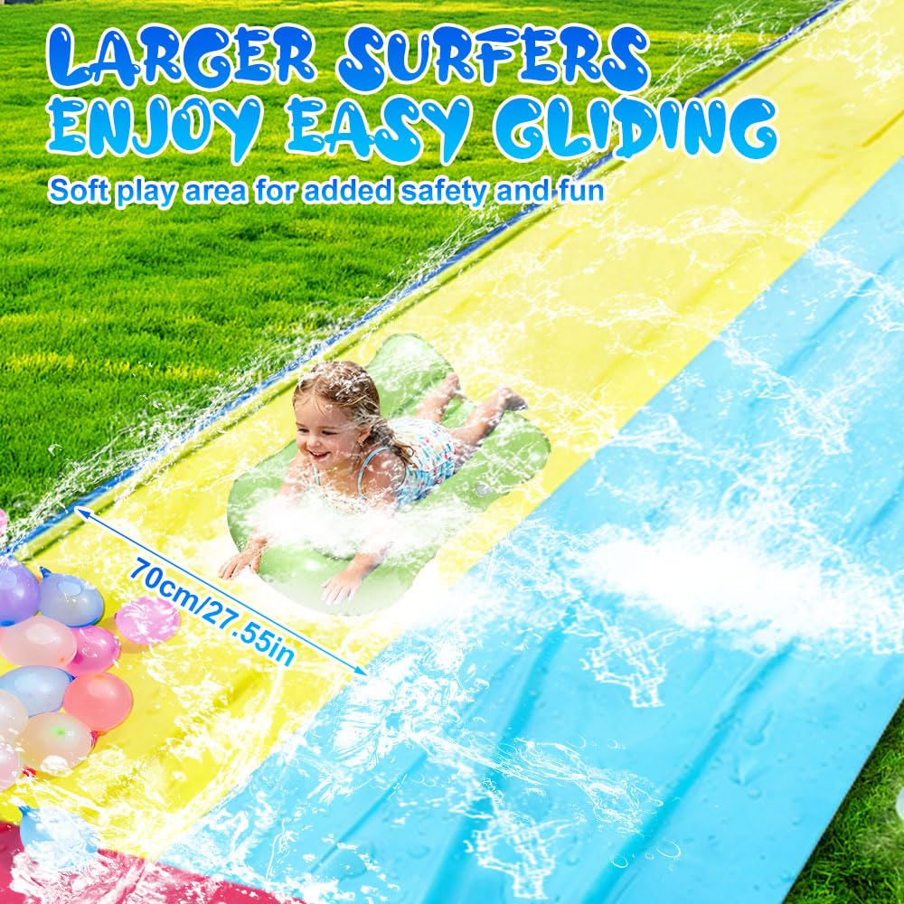 Double Wasserrutsche 15.7ft x 55.1in Rutschbahn Outdoor Wasser mit 2 Bodyboards, Wassersprüher, Wasserbomben Inflatable Water Slide für Garten