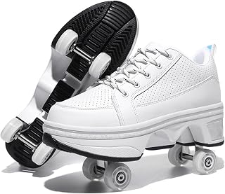 Patines de doble fila para mujer para exteriores e interiores, patines ajustables para mujeres, hombres, niños y niñas, color blanco, 41