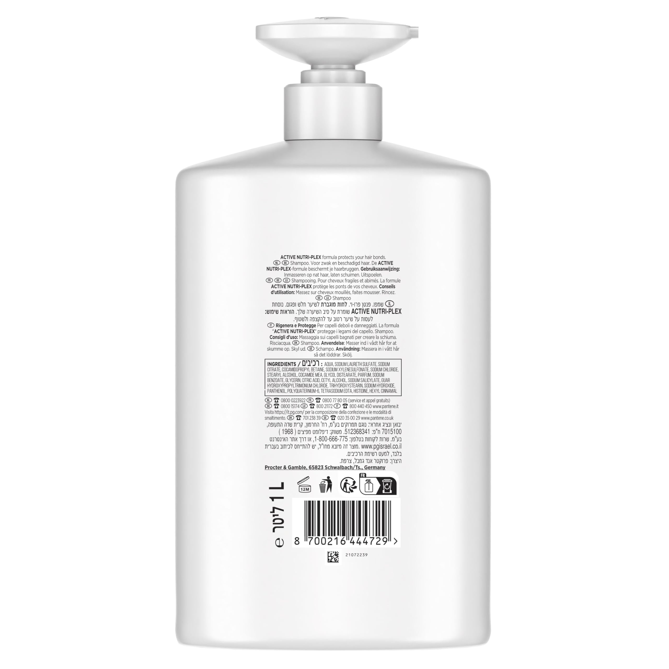 Pantene Pro-V Shampoo Rigenera E Protegge per Capelli Deboli, Secchi e Danneggiati. Protegge i Legami del Capello. Senza Siliconi, Olio Minerale e Coloranti. Formato Maxi Convenienza 2x1000ML