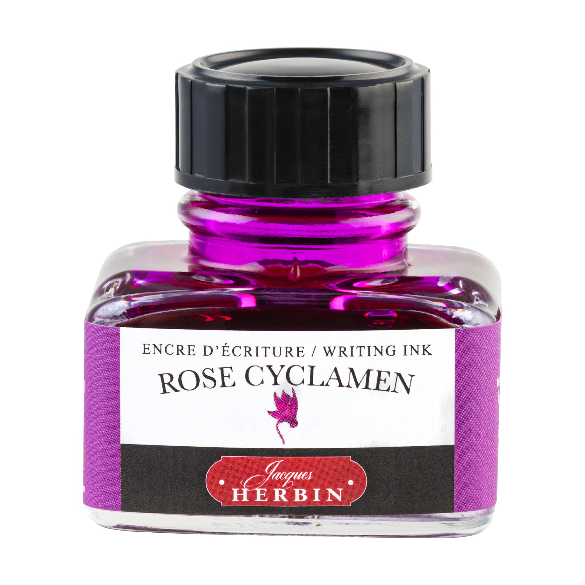 Jacques Herbin 13066T - One 30 ml Bottle of Ink for Fountain pens and Rollerball pens, Rose Cyclamen/Cyclamen Pink - Made in France - Calligraphy Writing