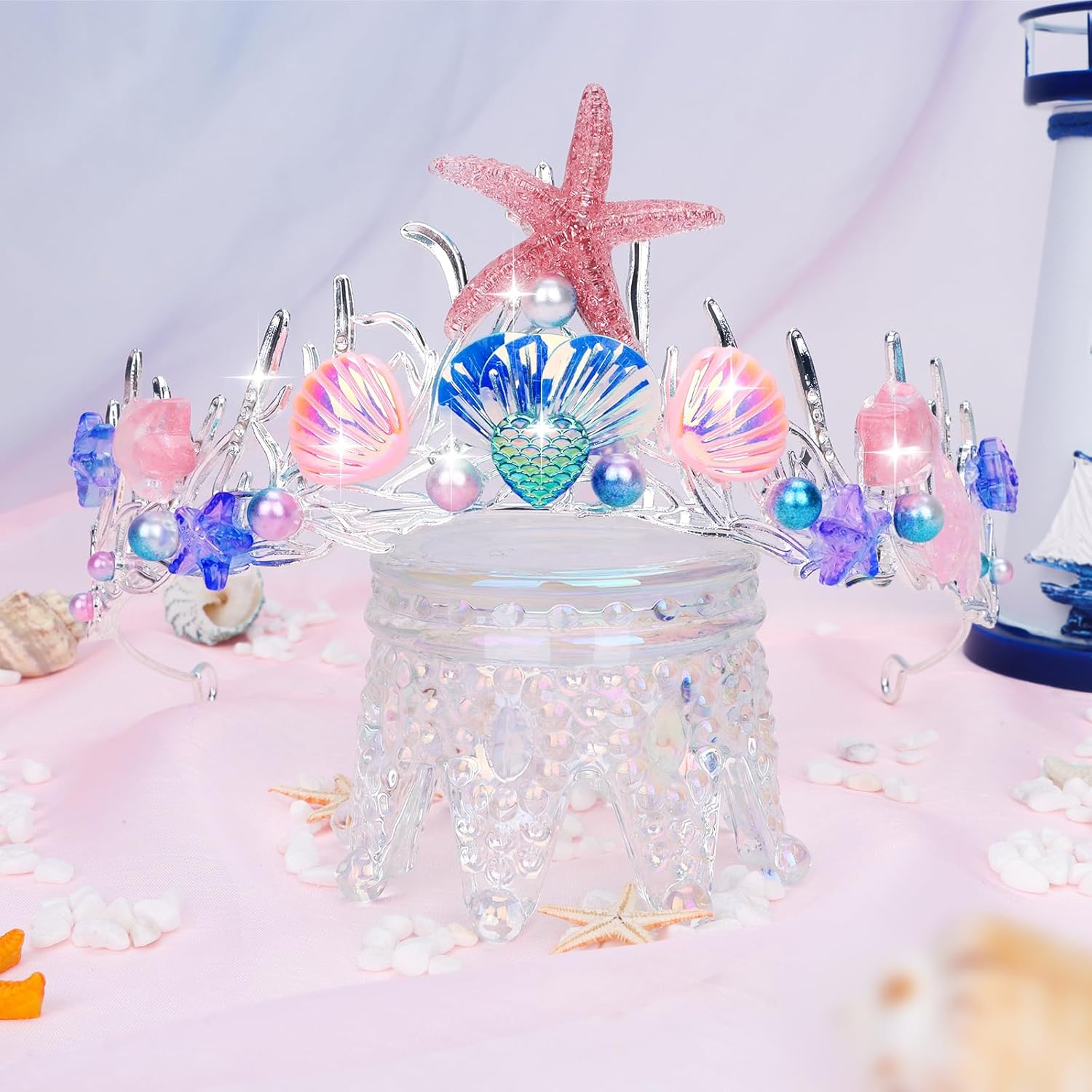 CIEHER Mermaid Crown Starfish Tiara Seashell Headband for Girls' Party Decorations and Costume Accessories - Image 4