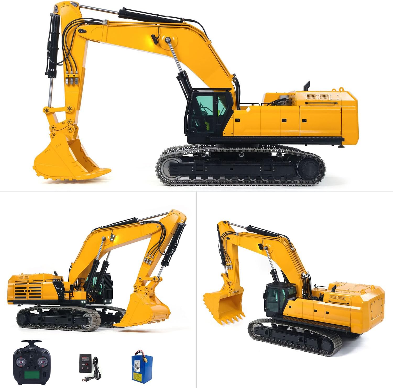 TOUCAN RC HOBBY 1/12 Metal RC Hydraulic Excavator 395F Remote Control Digger Dual Pump RTR Heavy Machine Flysky ST8 Radio Battery 6CH Valve 2pcs Pumps Adults