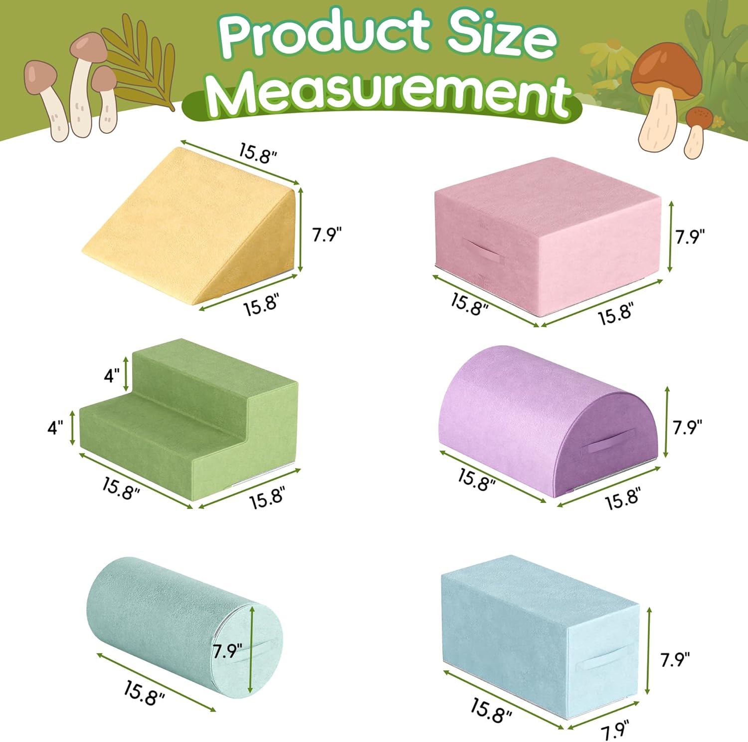 TOLEAD Foam Climbing Blocks for Toddlers 1-3, 6-Piece Soft Play Set Toddler Climbing Toys Indoor, Climb Crawl Activity Play Set