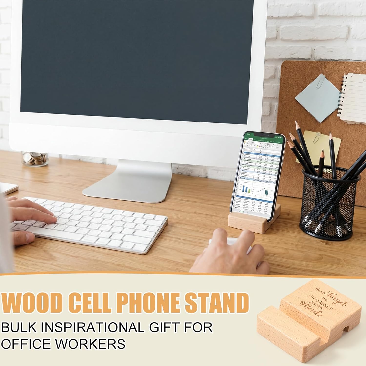 Wenqik 24 Set Employee Appreciation Gifts Bulk Wooden Phone Stand for Desk Wooden Phone Holder Office Workers Thank You Gift for Team Coworkers Staff Nurse Teacher Colleagues Doctor (Difference)