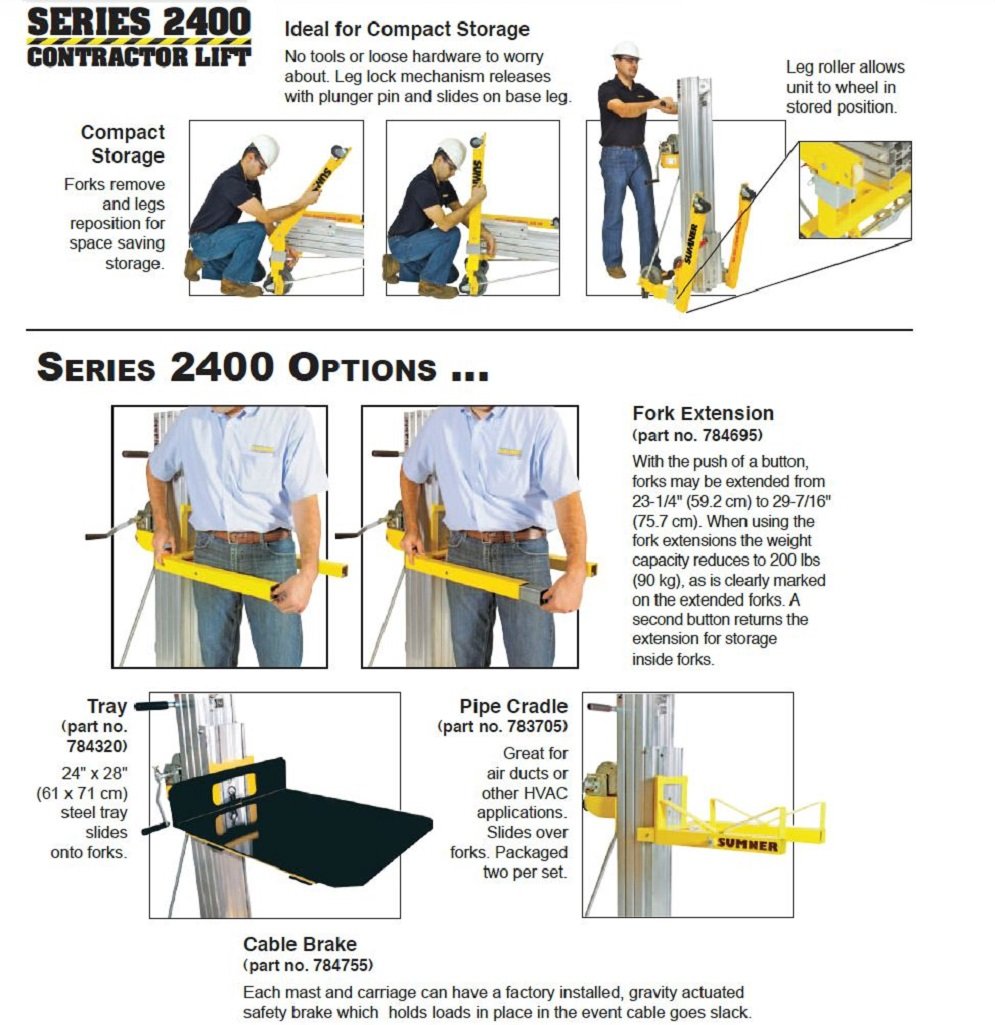 Review Product Sumner Manufacturing 784751 2416 Contractor Lift, 16' Height, 450 lb. Capacity