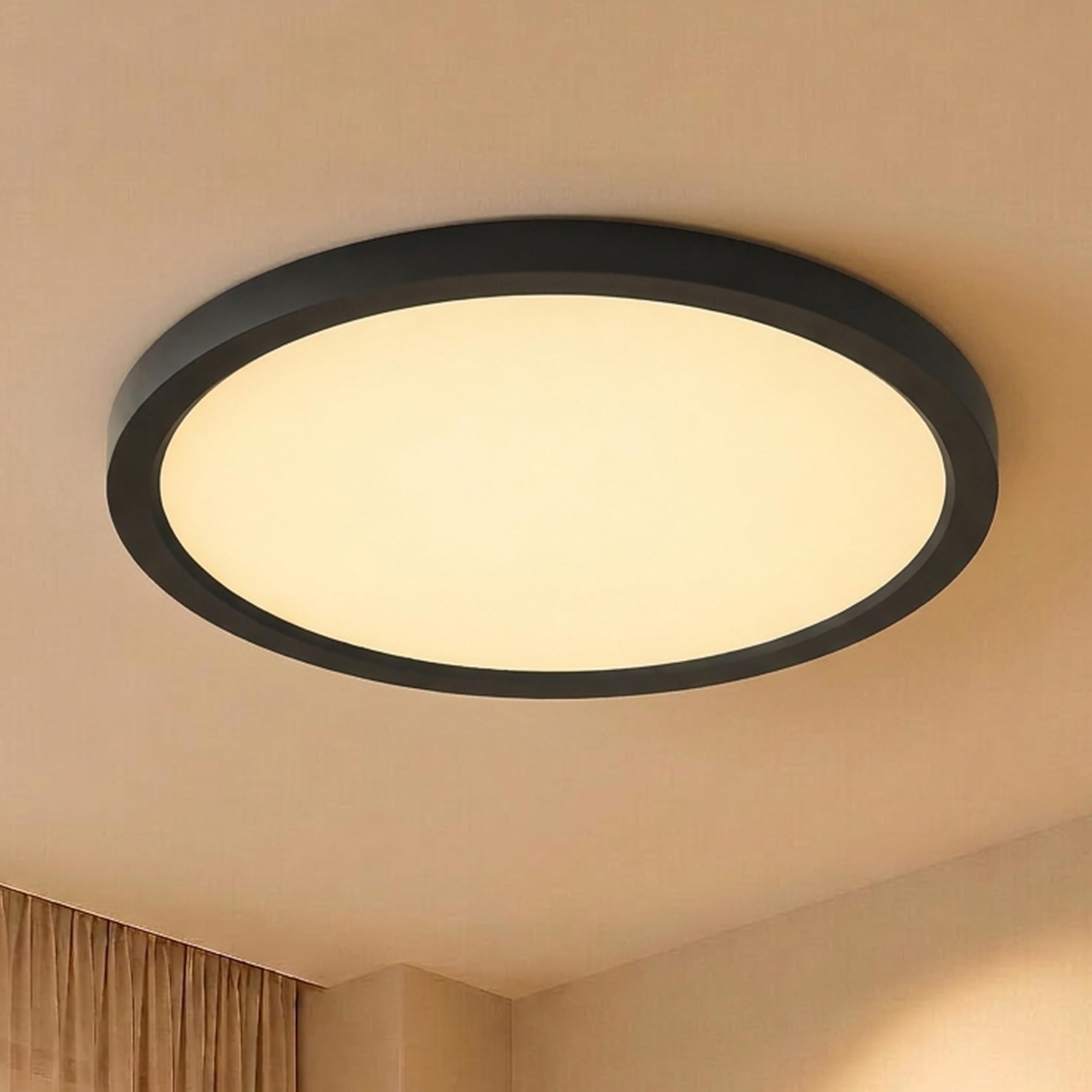 LQWELL Plafoniera LED Ultra Sottile Nero 30cm 23W 3000K | Design moderno e minimalista, grado di protezione IP44 ed elevata efficienza energetica. Ideale per bagno, soggiorno, ecc.