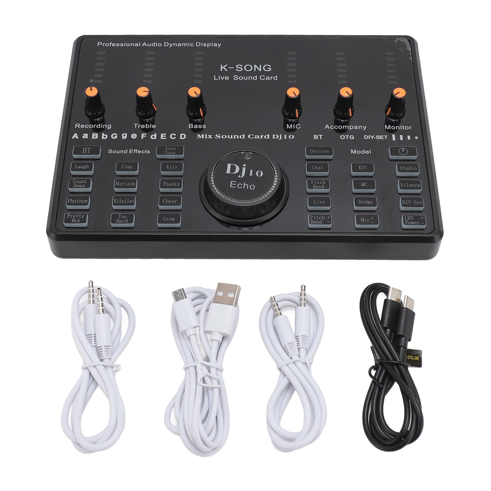 Tarjeta de Sonido en Vivo, Tarjeta de Sonido Externa USB, Tablero Mezclador de Audio, Cambiador de Voz con Múltiples Efectos de Sonido, para Grabación de Video, Transmisión en Vivo