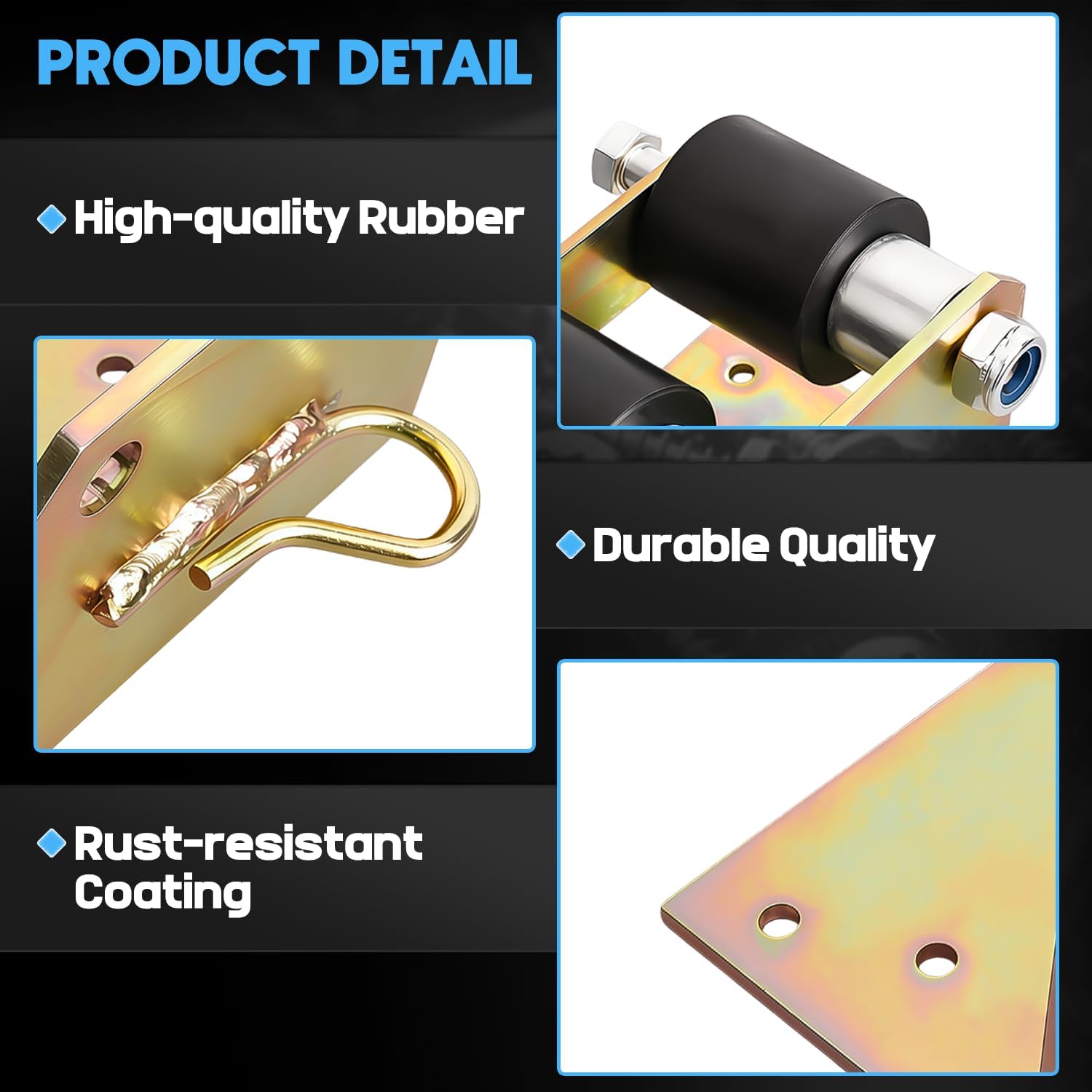 13-04401 Lower Roller Bracket Bundle With Rollers and Hardware Fit For Peterbilt 379 Driver & Passenger Hood Roller Bracket Replaces 13-04401M001 13-04401M002 13-03593 13-04413SPL 13-04467,Both Sides