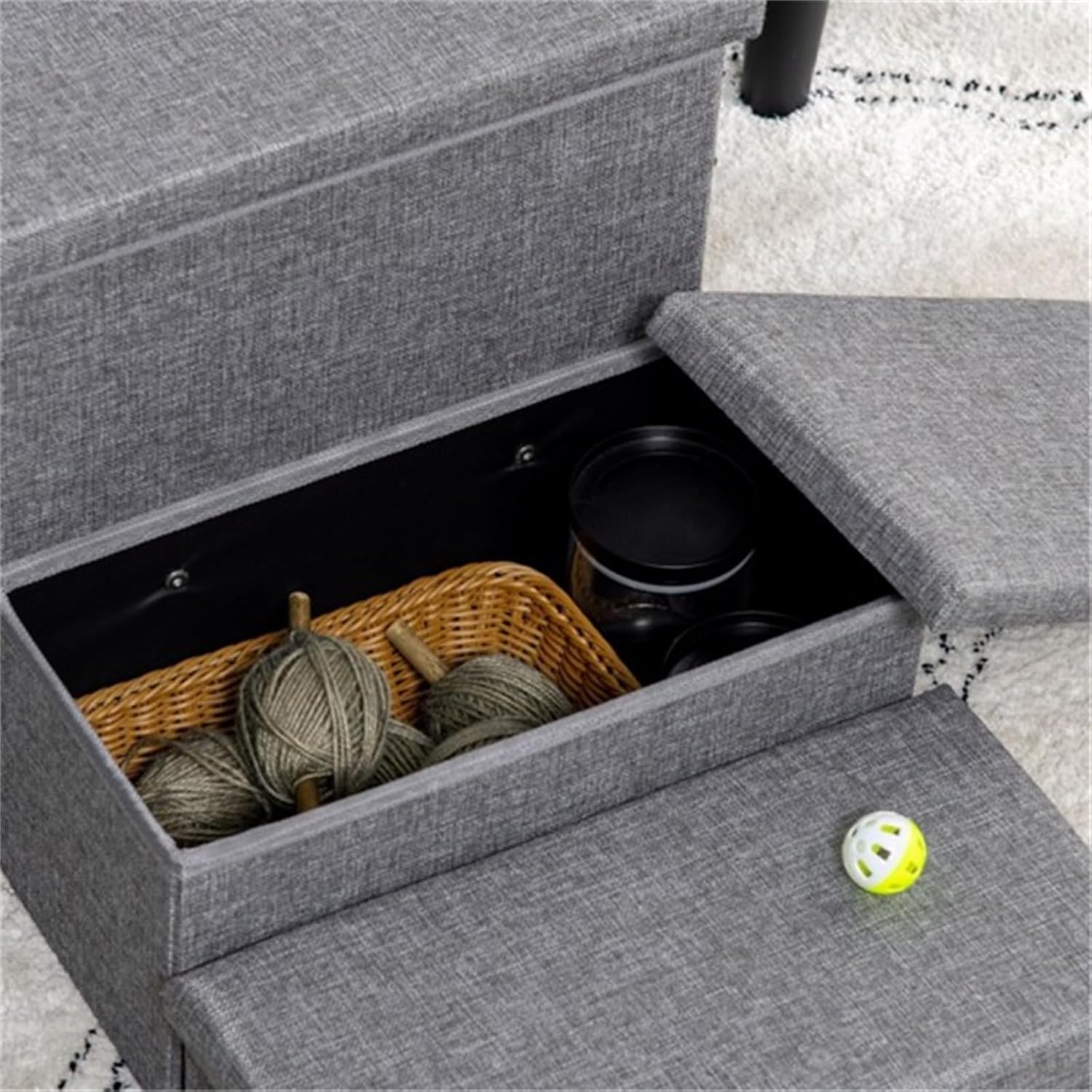 Cat Stairs, cat Climbing Tower, Dog Stairs, pet Stairs, Open top for Storage, Suitable for Older or Mobility-impaired Pets, Light Gray