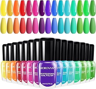 Morovan Juego de 15 esmaltes de uñas de secado rápido de 0.27 onzas de color brillante para mujer