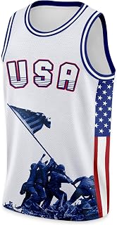 Men's 4th of July USA Flag Basketball Jerseys for Independence Day Red White Blue Shirts American Patriotic Jersey