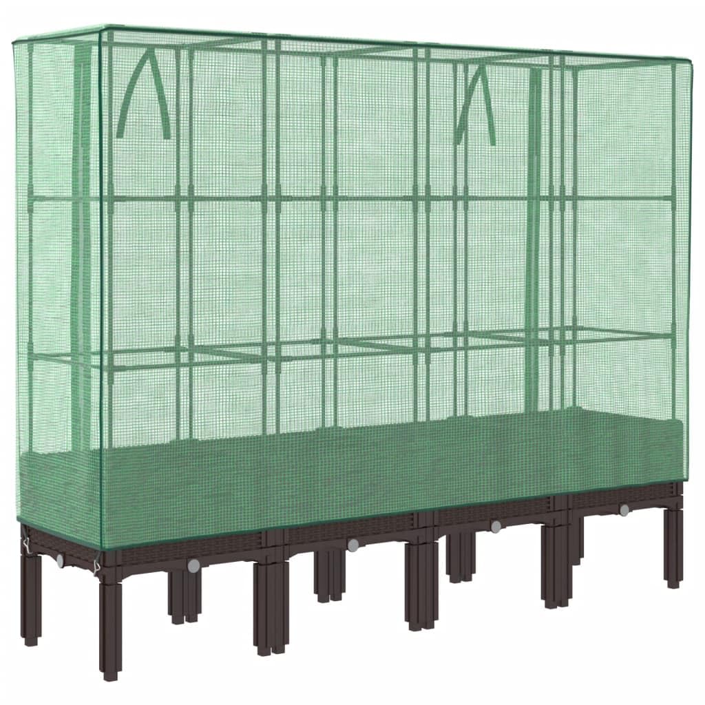 Letto Rialzato con Copertura Serra Effetto Rattan 160x40x140 cm per coltivazione piante fiori erba orto aromatico giardino terrazzo balcone veranda interno esterno