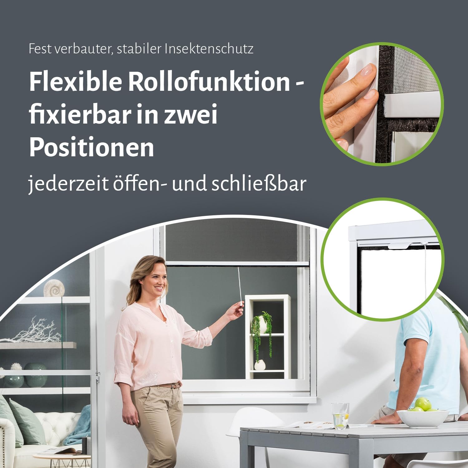 empasa Insektenschutz Fliegengitter Rollo Insektenschutzrollo Fenster SMART | in verschiedenen Größen und Farben, Farbe:weiß, Größe:160 x 160 cm