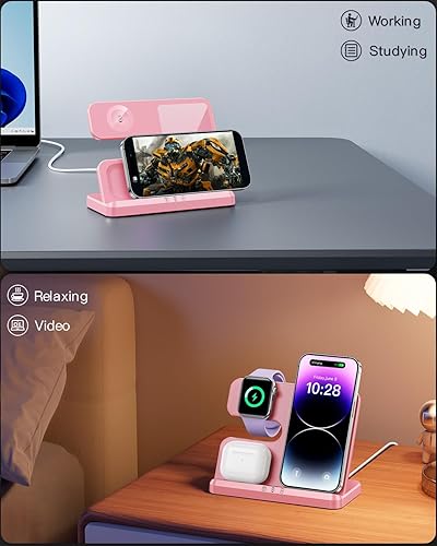 Miniatura 12 de JARGOU Estación de carga 3 en 1 para cargador inalámbrico Apple para iPhone 17 16e 16 15 14 13 12 11 X 8 y para cargador iWatch Estación de carga