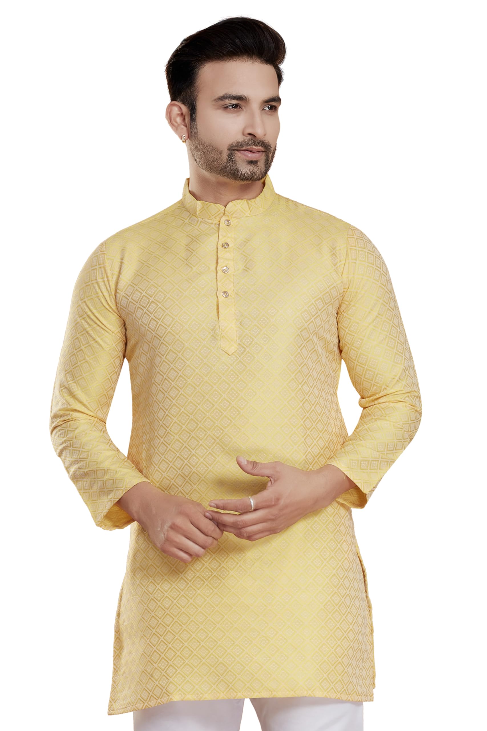 divisive Men's Self Woven Jequard Art Silk Slim Fit Only Kurta-picture-27
