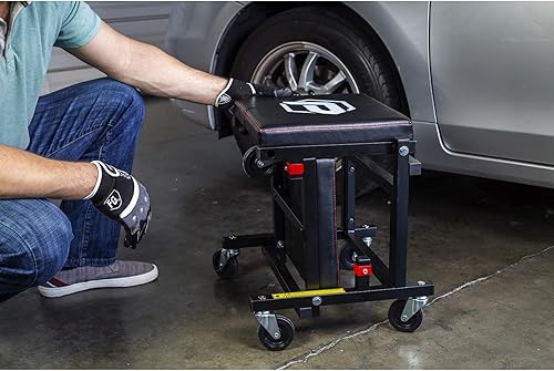 Miniatura 8 de Powerbuilt 240298 - 240298 - Asiento rodante 2 en 1 que se convierte de asiento de rodillo alto a bajo, conversión rápida, sin herramientas, garaje,