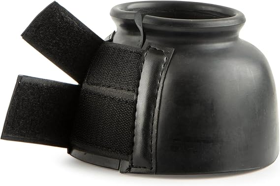 Jeffers Equine Bell Boots for Horses Heavy-Duty Rubber Overreach Protection, Soft & Durable with Double Strap Closure, Black Equestrian Essentials for Training, Travel & Sports - Small Size