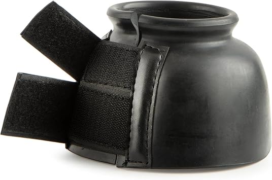 Jeffers Equine Bell Boots for Horses Heavy-Duty Rubber Overreach Protection, Soft & Durable with Double Strap Closure, Black Equestrian Essentials for Training, Travel & Sports - Small Size