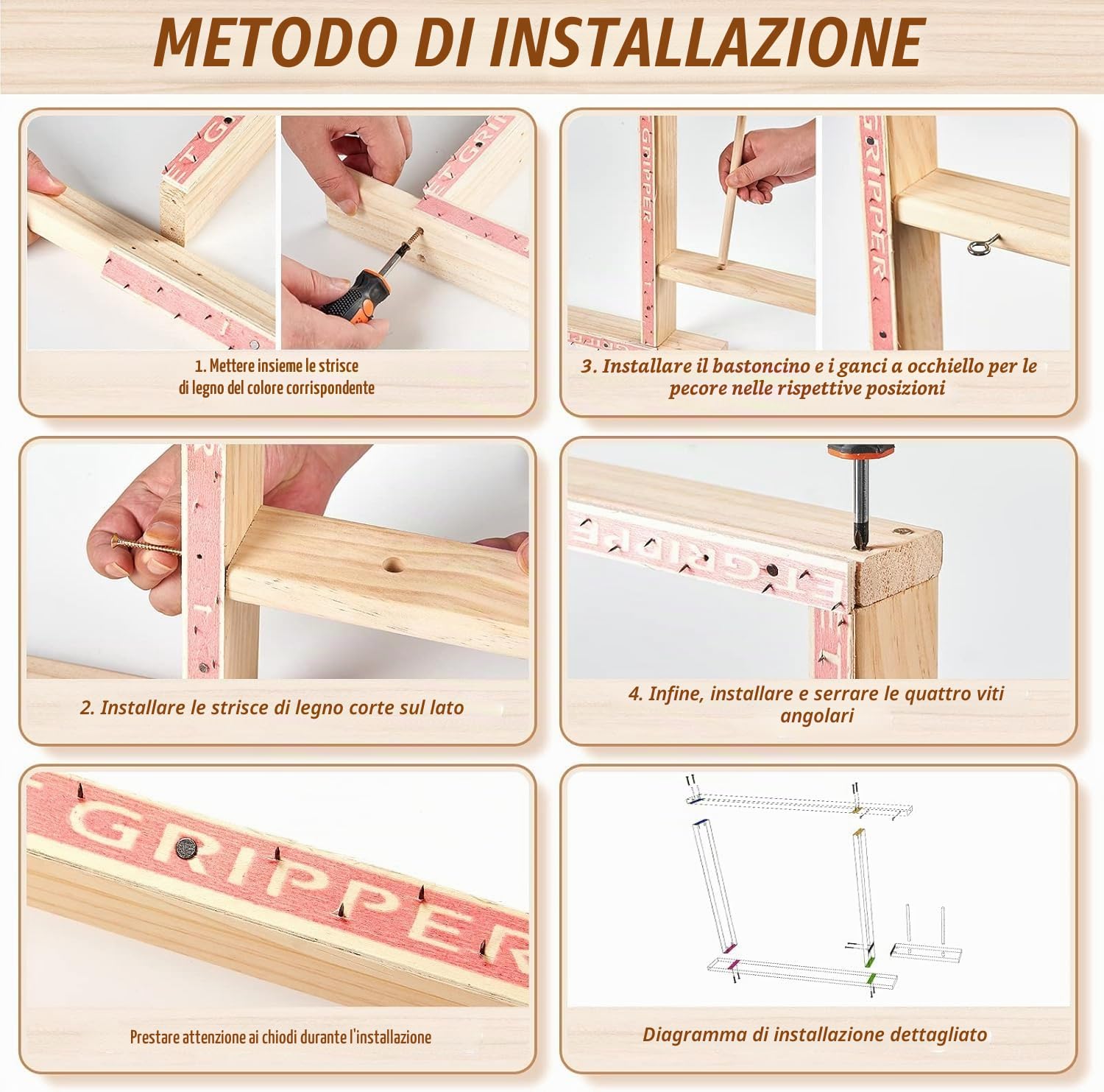 BESGEER Cornice Tappeti di Legno da 75cm x 75cm(29,5 x 29,5") Strumenti per la Realizzazione di Tappeti con Pistola Tufting