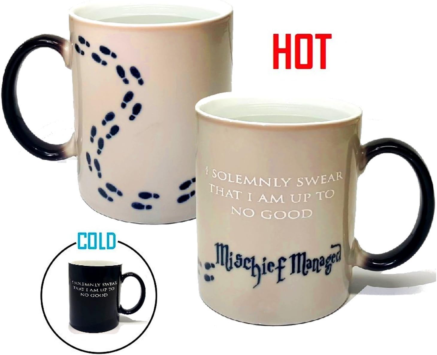 amxfus I Solemnly Swear That I Am Up To No Good - Mischief Managed Ceramic Magic Color Changing Morning Coffee Tea Drinking Mug - Heat Sensitive (11 oz)