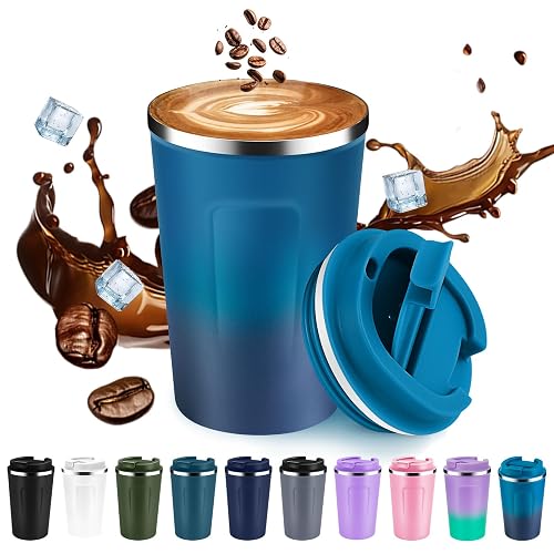 Volhoply 12 oz Double Wall Insulated Vacuum Travel Coffee Mug Dark Night