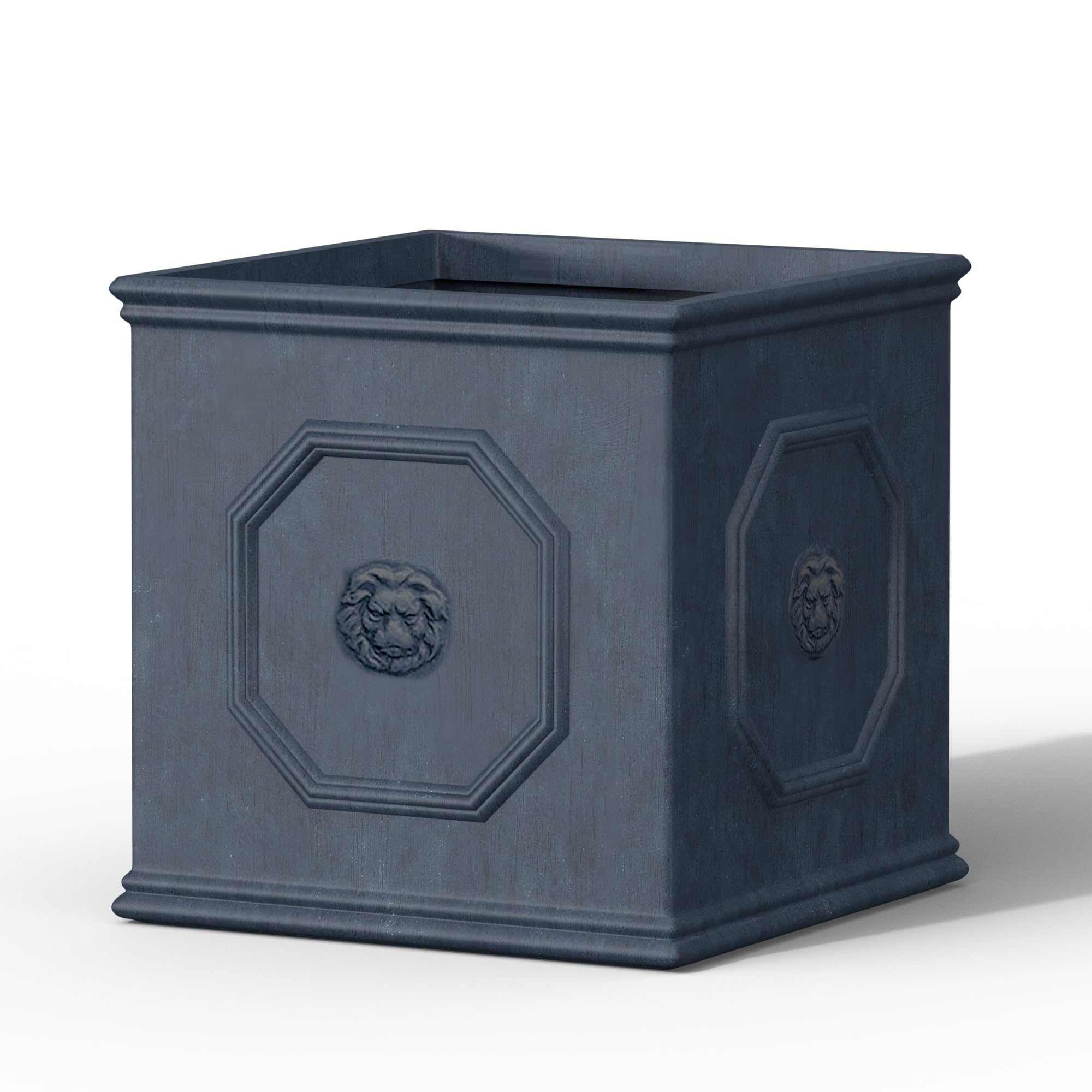 Kante Square Lion Head Concrete Planter, Classic English Style