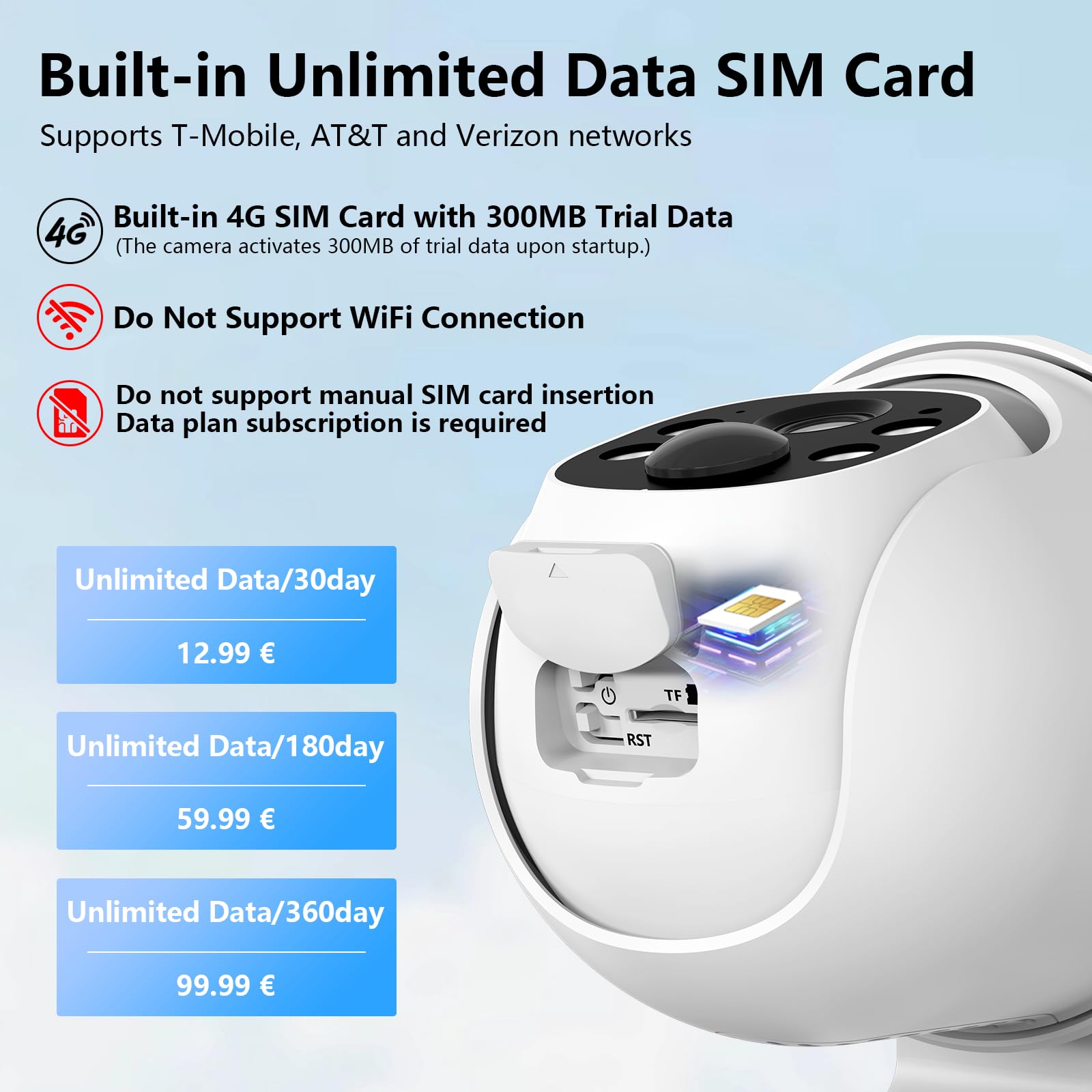 Cinnado 4G LTE 2K 3MP Camera Exterieur sans Fil Solaire, Batterie 9000 mAh | Camera de Surveillance sans Internet et sans WiFi, PIR Détection Humaine IA, IP65 Étanche, Carte SIM Virtuelle Incluse