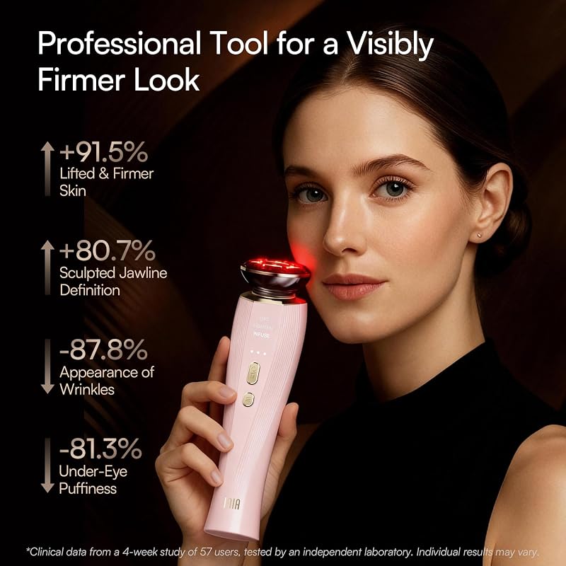 INIA FLARE 3-in-1 Red Light Therapy Beauty Device for Face & Neck Pink image 3