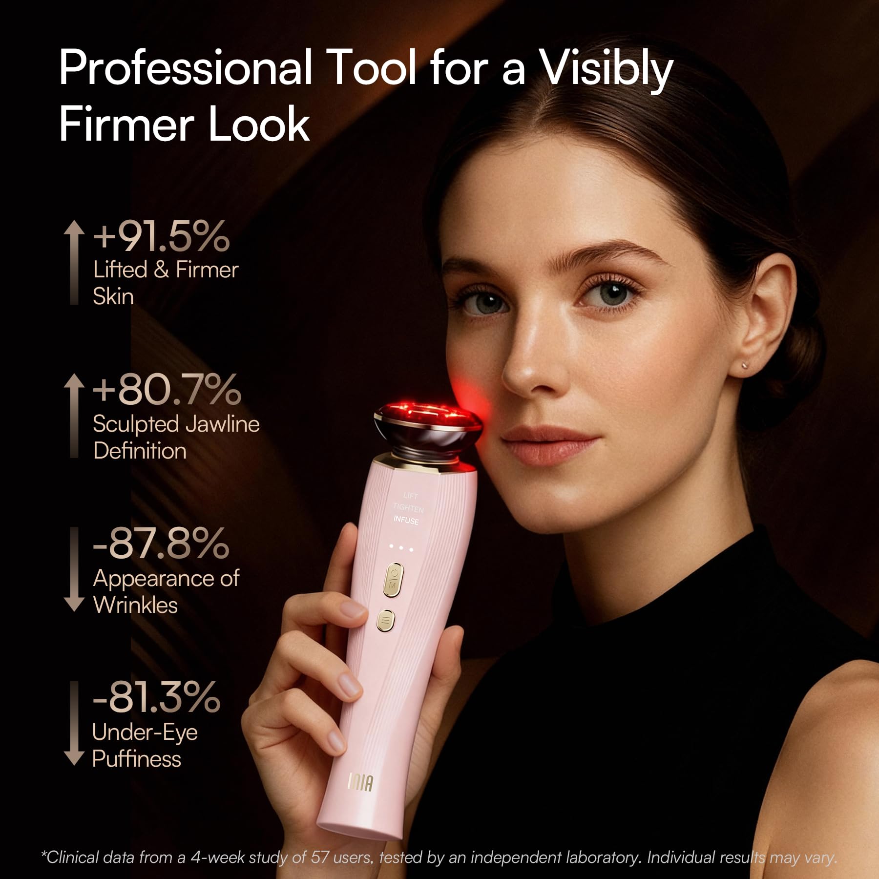 INIA 3-in-1 Red Light Therapy for Face and Neck Beauty Device for Puffiness & Skin Firming Skincare Tool