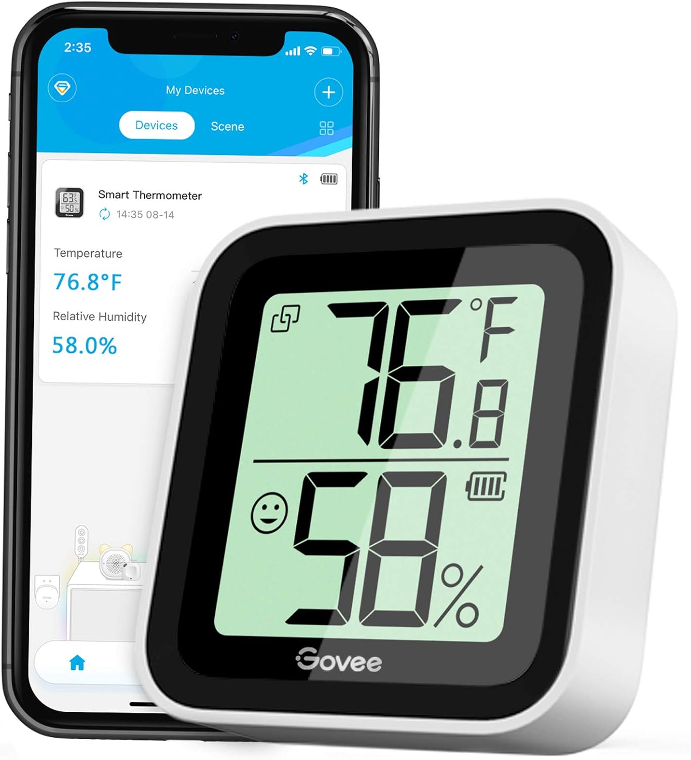Govee Mini Thermomètre Intérieur Hygromètre, Petit Moniteur Bluetooth