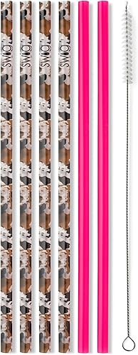 Miniatura 27 de Swig Life Pajillas reutilizables Bazaar + Juego de pajita alta color turquesa y cepillo de limpieza, cada pajita mide 10.25 pulgadas de largo