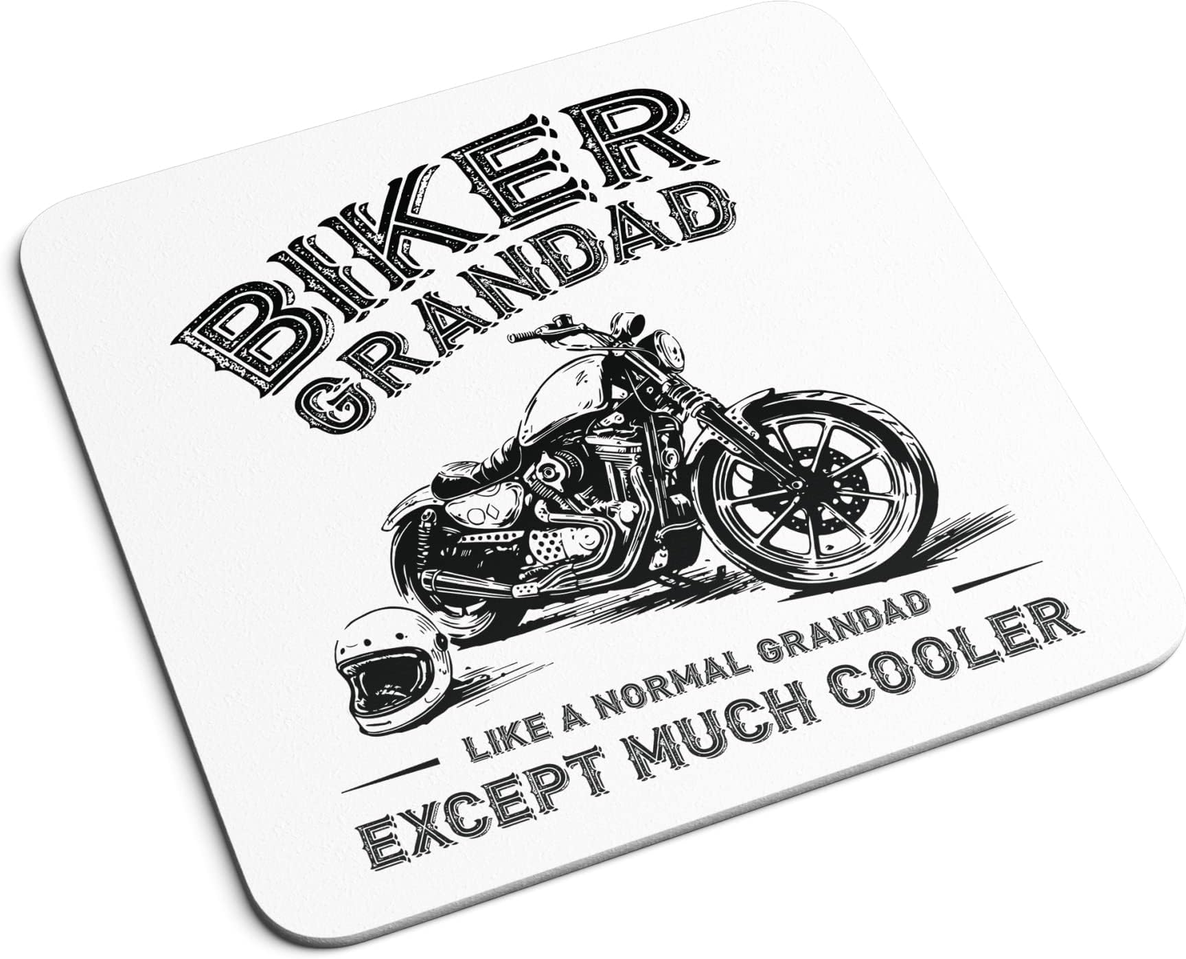Biker Grandad Coaster - Novelty Motorbike Motorcycle Bike Davidson Cool Dude Harley Father's Day Grandfather Gifts Presents Kitchen Home Decor Place Mat (White Prime)
