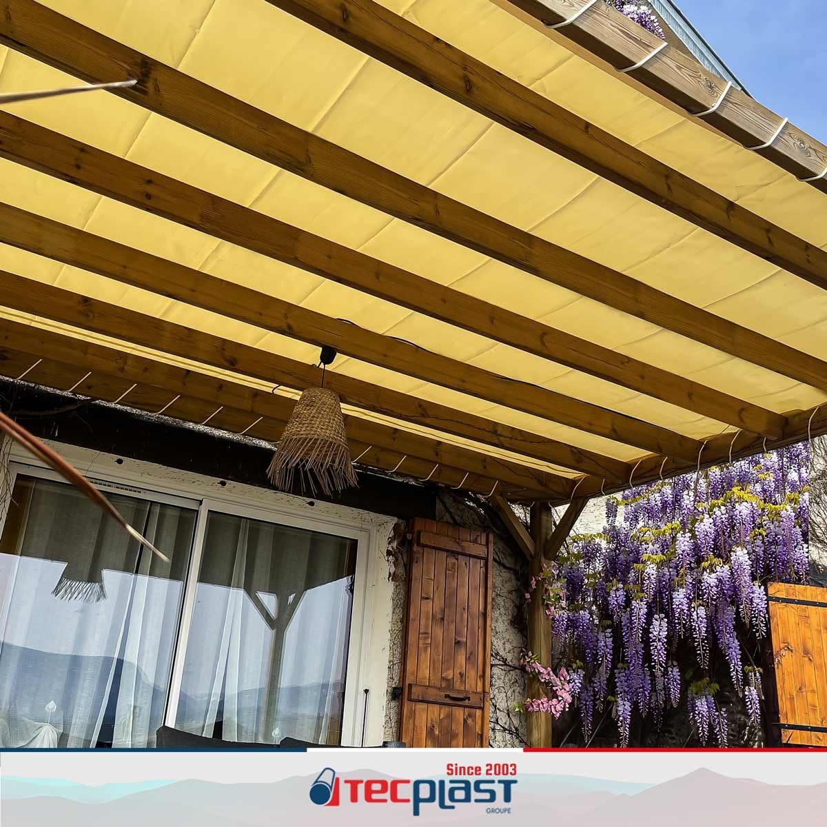 Tecplast Telo Per Pergola Impermeabile 2,5x3 M - Bianco Crema, PVC Resistente, Garanzia 5 Anni - Con Occhielli Ogni 30 Cm, Adatto A Pergole, Gazebo E Strutture Esterne