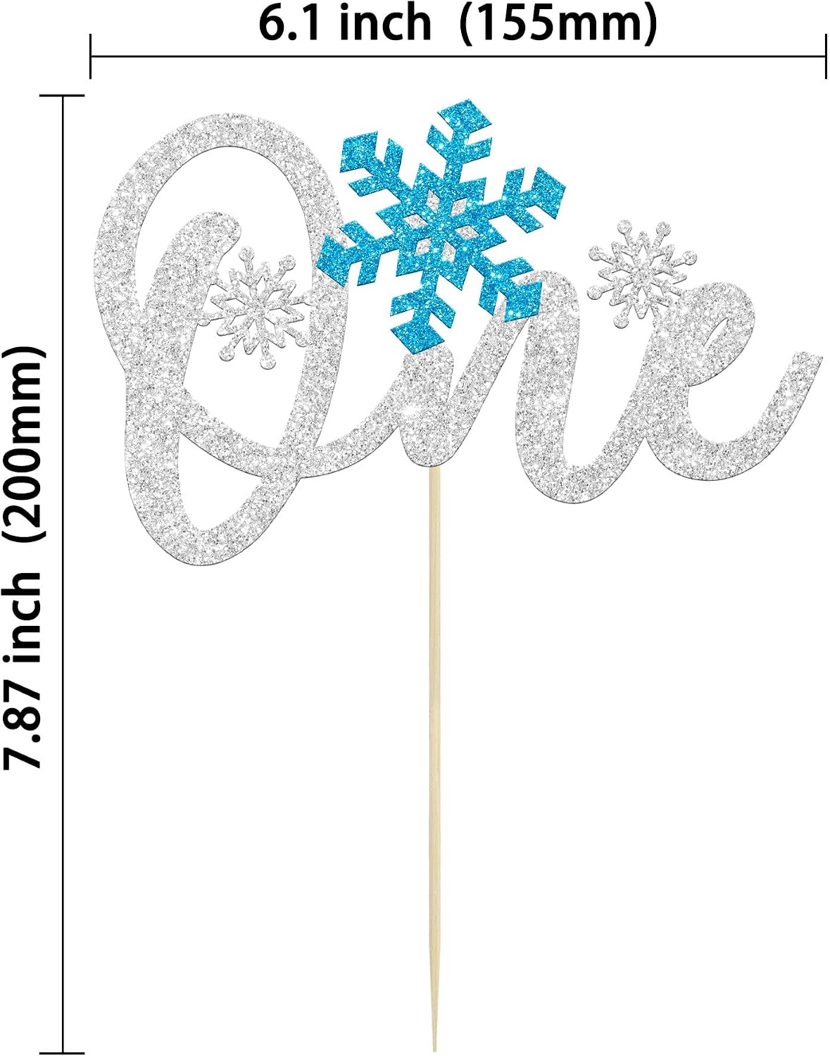 Gyufise 1 Pack Snowflake One Cake Topper Blue Silver Glitter Winter Onederland 1st Birthday Boy Decorations for Winter Xmas Holiday Party Decoration Supplies - Image 3