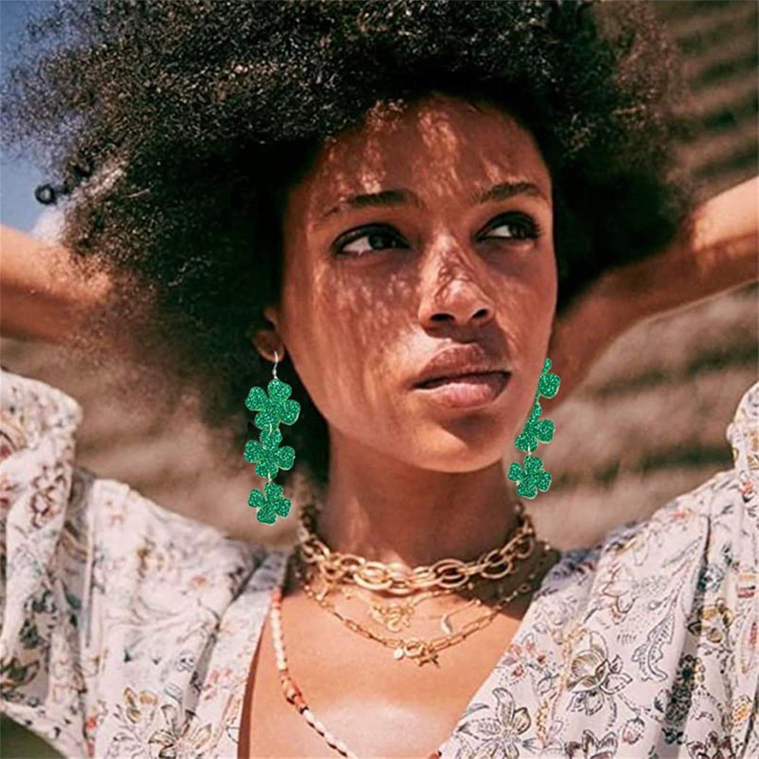 WCRAZYE St. Patrick's Day Green Leaf Earrings Acrylic Irish Shamrock Dangle Earrings for Women Green Good Luck Jewelry Gift - Image 2