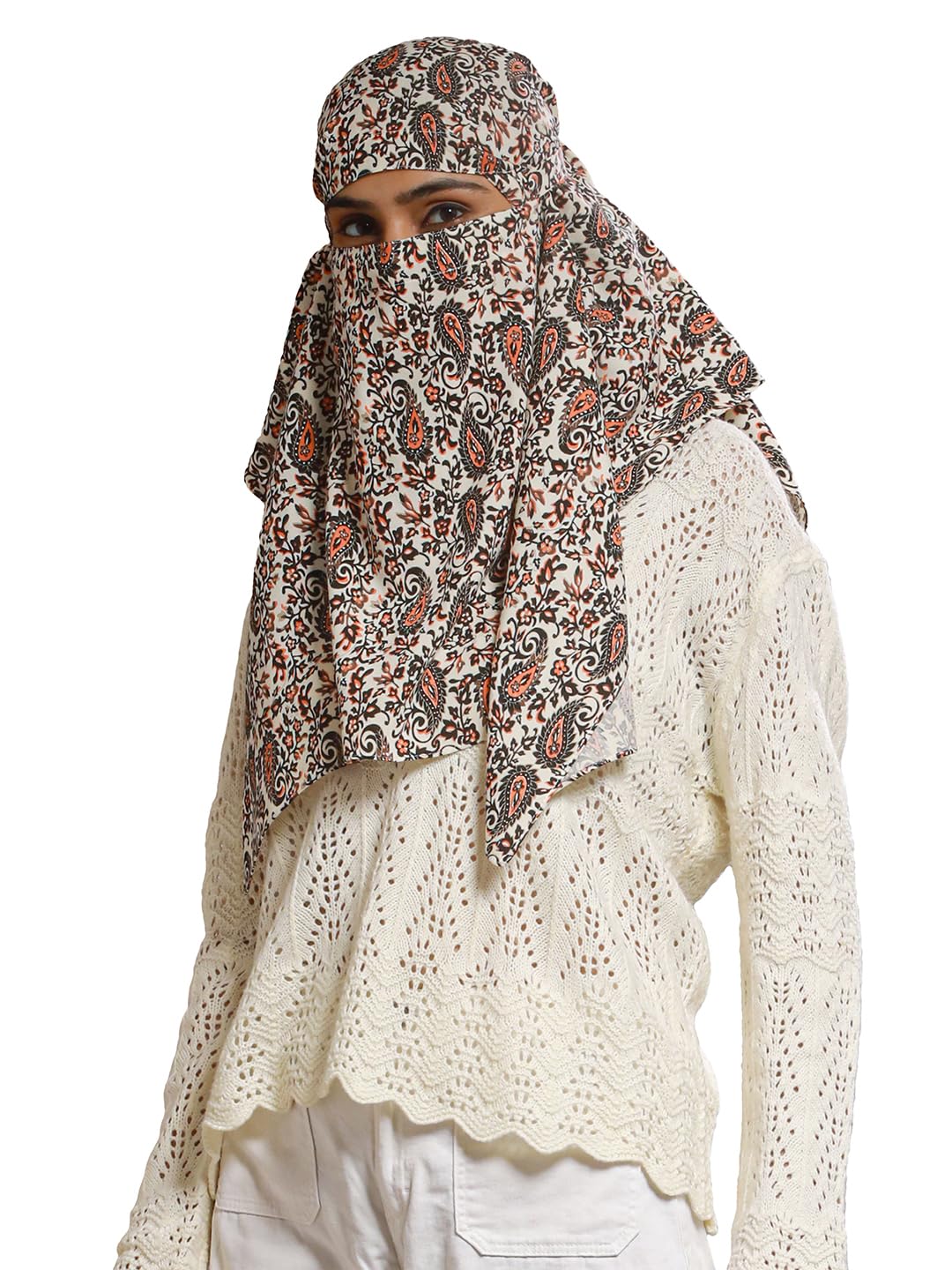 CrossKultureMultipurpose Mask Cum Scarf for Women Cotton I Face Cover for Women I Sun Protection and Summer Wear Scarf