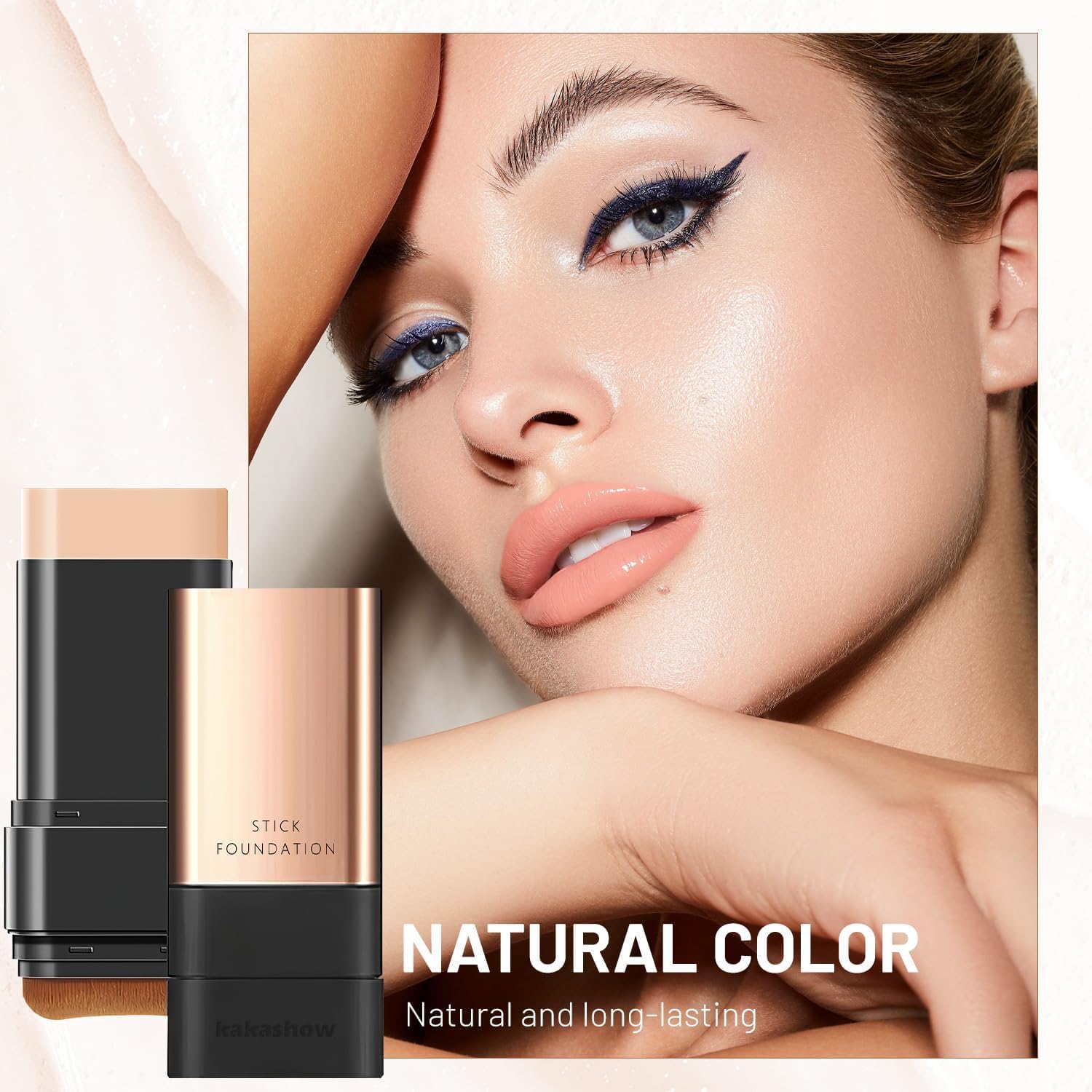 CARTZILLA 2 in 1 Korean Anti-Wrinkle Foudation Stick, Flawless Eraser Foundation with Brush, Multi-Use Waterproof Traceless Long-Lasting Repair, Double Head Face Make Up,Foundation with Brush 2