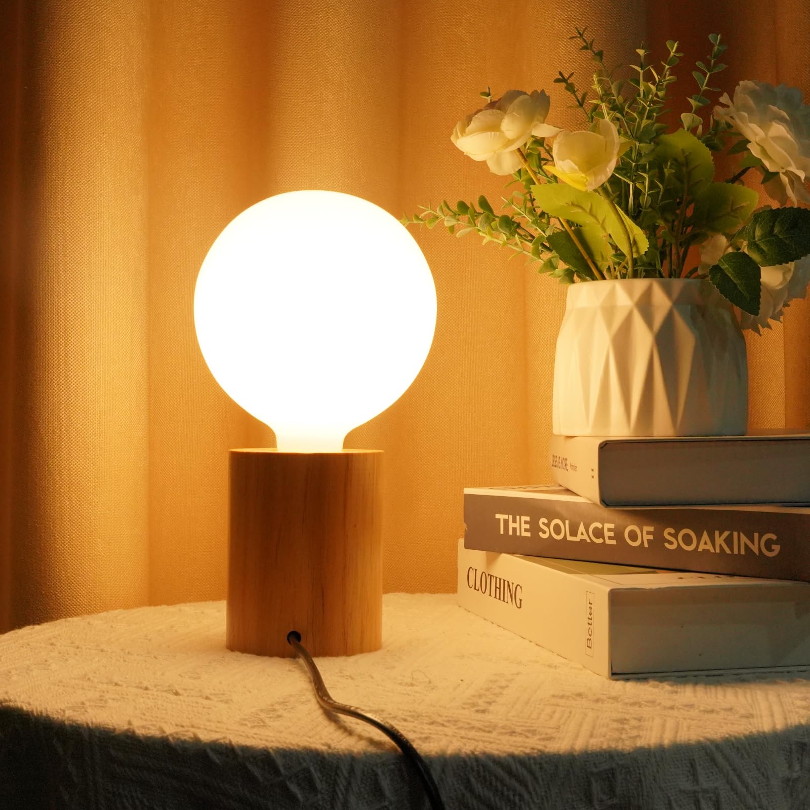 HeatingLux Led Table Lamp for Bedroom, Woods Lamp, Wooden Desk Lamp