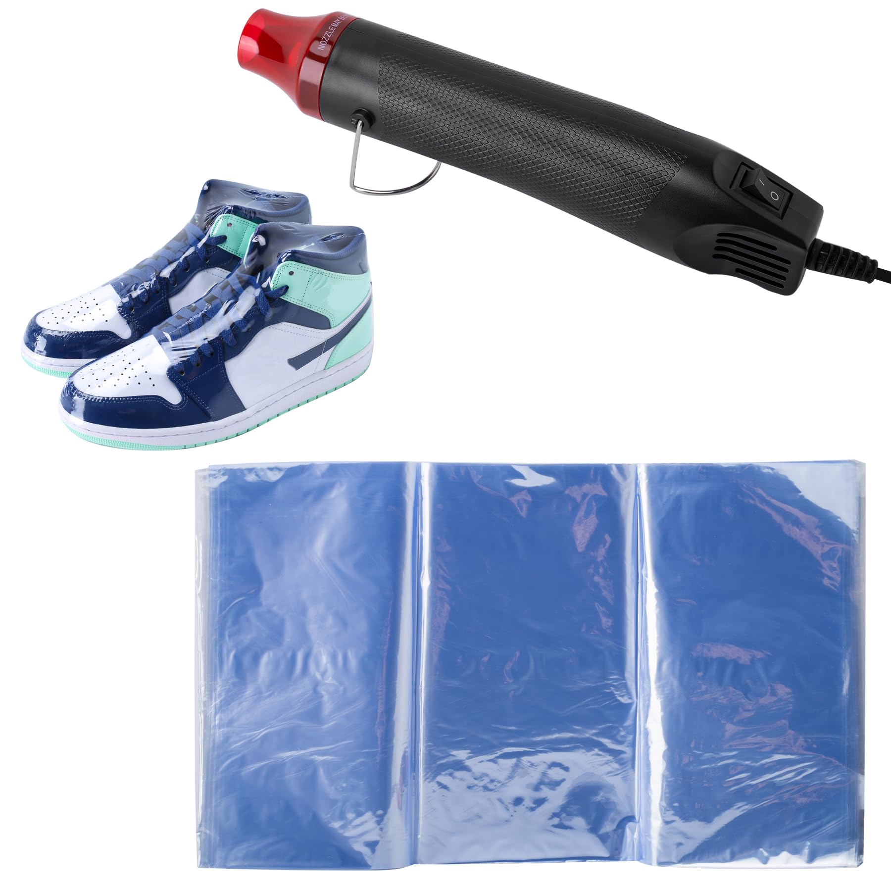 Shoe Shrink Wrap Bags, 50 Pcs Transparent PVC, 11x18 Inch, Sealed, Heat Shrink Bags for Shoe Protection & Organization, Avoid Sole Yellowing & Dust, With Mini Heat Gun-image-7
