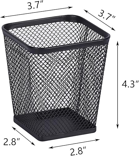 Miniatura 4 de Paquete de 2 soportes cuadrados para lápices, de malla metálica, para escritorio, para cocina, organizadores de escritorio para brochas de maquillaje