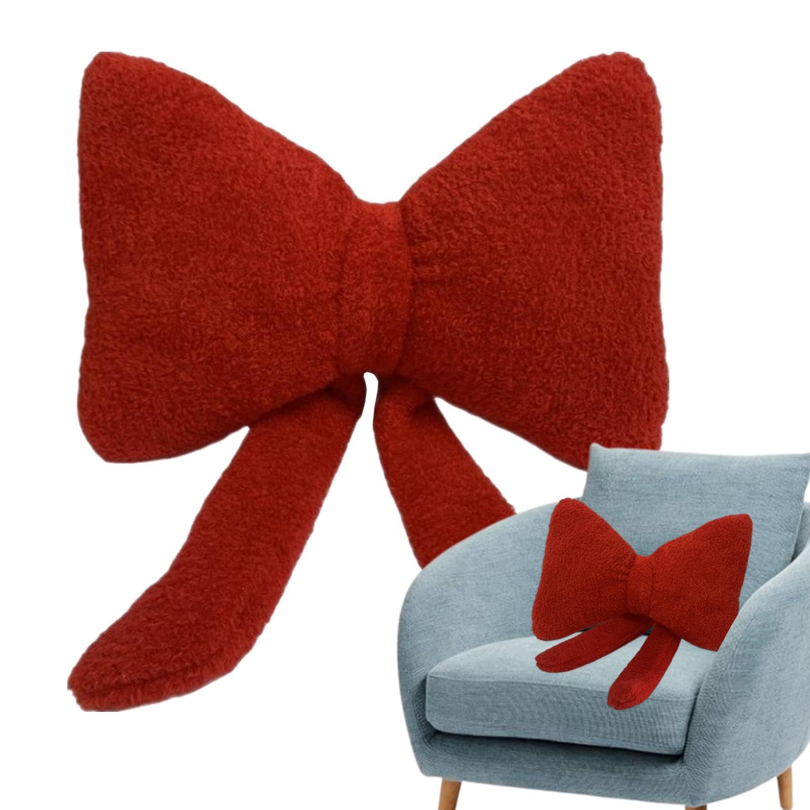 Oreiller en peluche de qualité supérieure coussin raffiné ruban pour lit et canapé chic