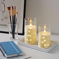 Vista 4 de Da by Velas sin llama parpadeantes con control remoto, velas LED acrílicas con cadena de estrellas incorporada, velas que funcionan