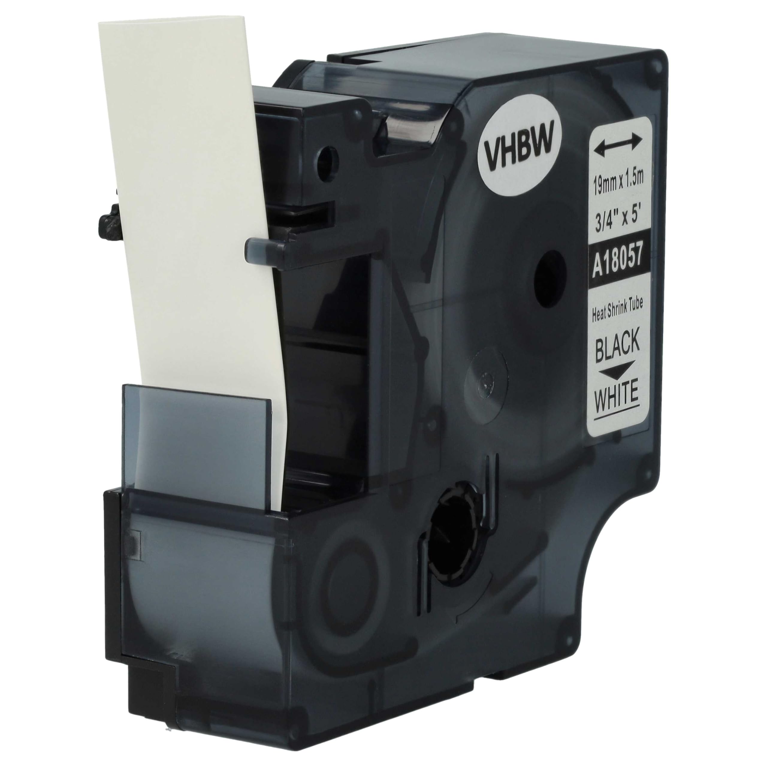 vhbw 5x Cassetta nastro sostituisce Dymo 18057 per etichettatrice nero su bianco, cassetta di tubi termoretrattili, 19 mm