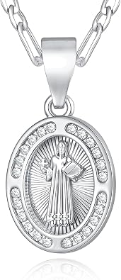 Virgin Mary Guadalupe/Saint Benedict/St Jude Pendant Necklace for Women Men-14K Gold Plated/SilverCubic Zirconia Lady of Virgen de Guadalupe Mother Charm Link, Religious Gifts Confirmation/Baptism