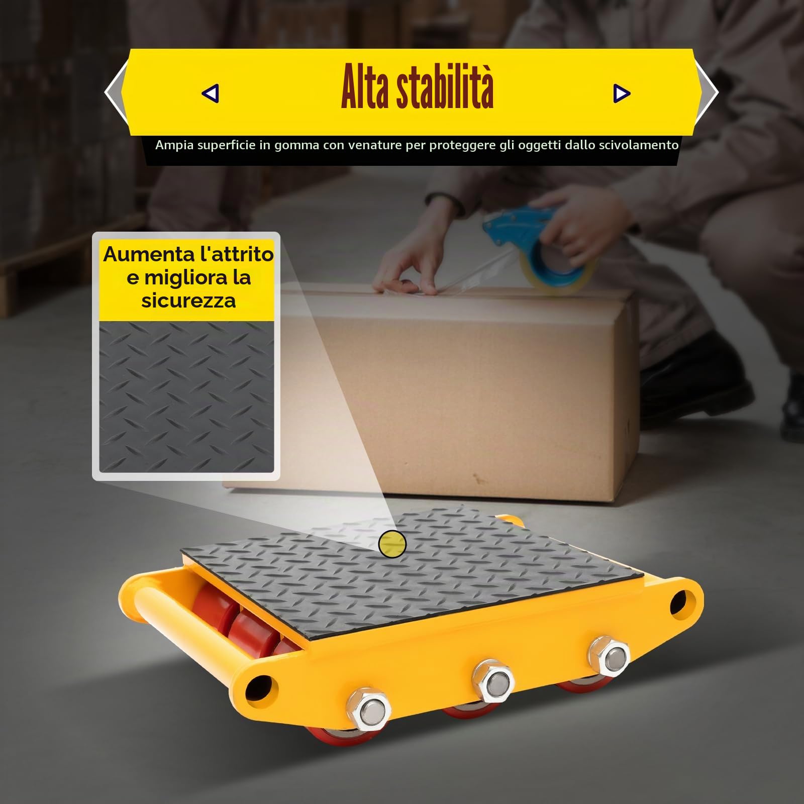 Ruota per carichi pesanti da 15 tonnellate gialla, macchina industriale per spostare attrezzature, ruote di trasporto per macchinari industriali, per mobili e dispositivi, rotazione a 360°