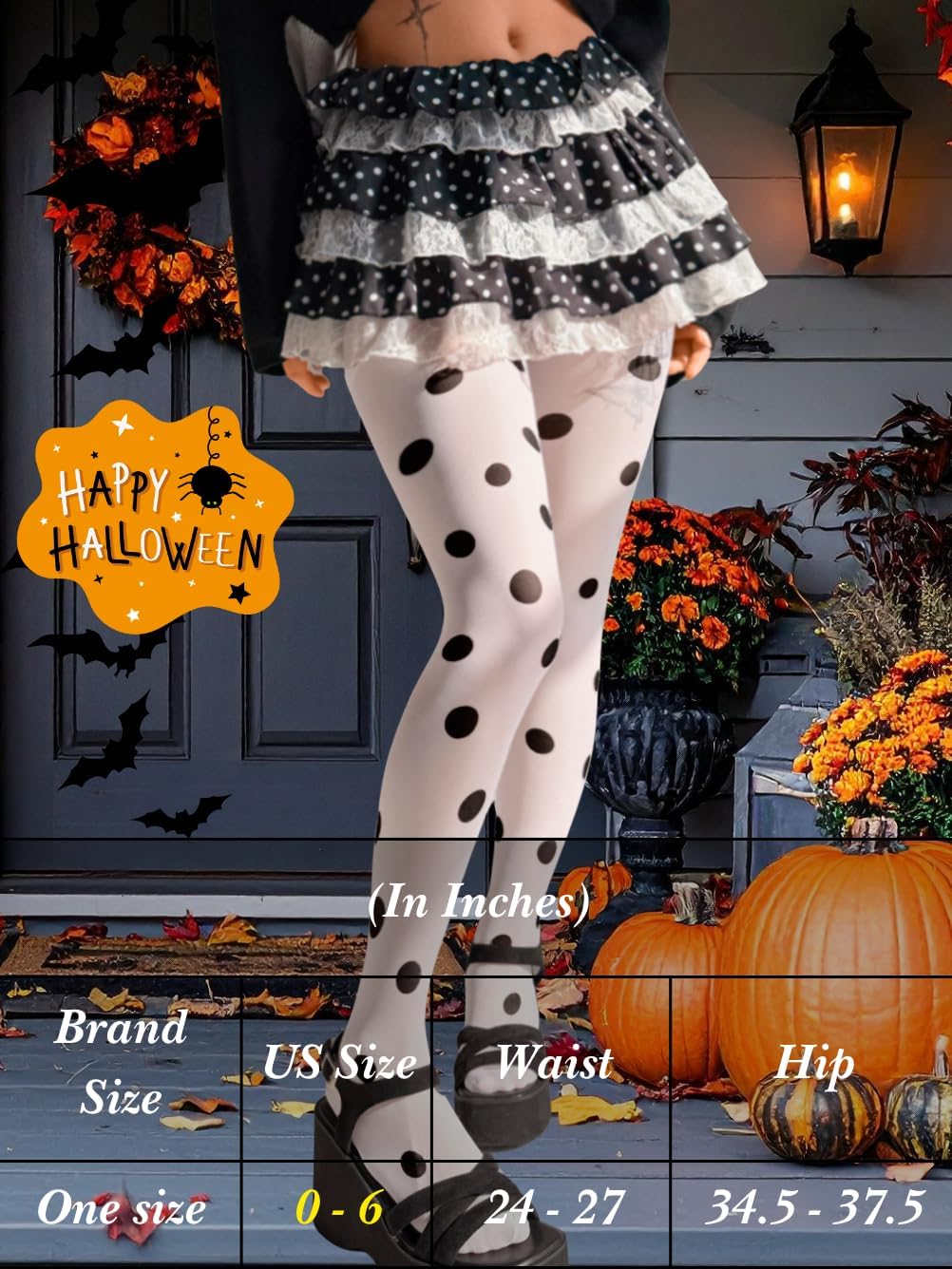 ShawGobow Cute Sheer Polka Dot Tights For Women Size 0-6
