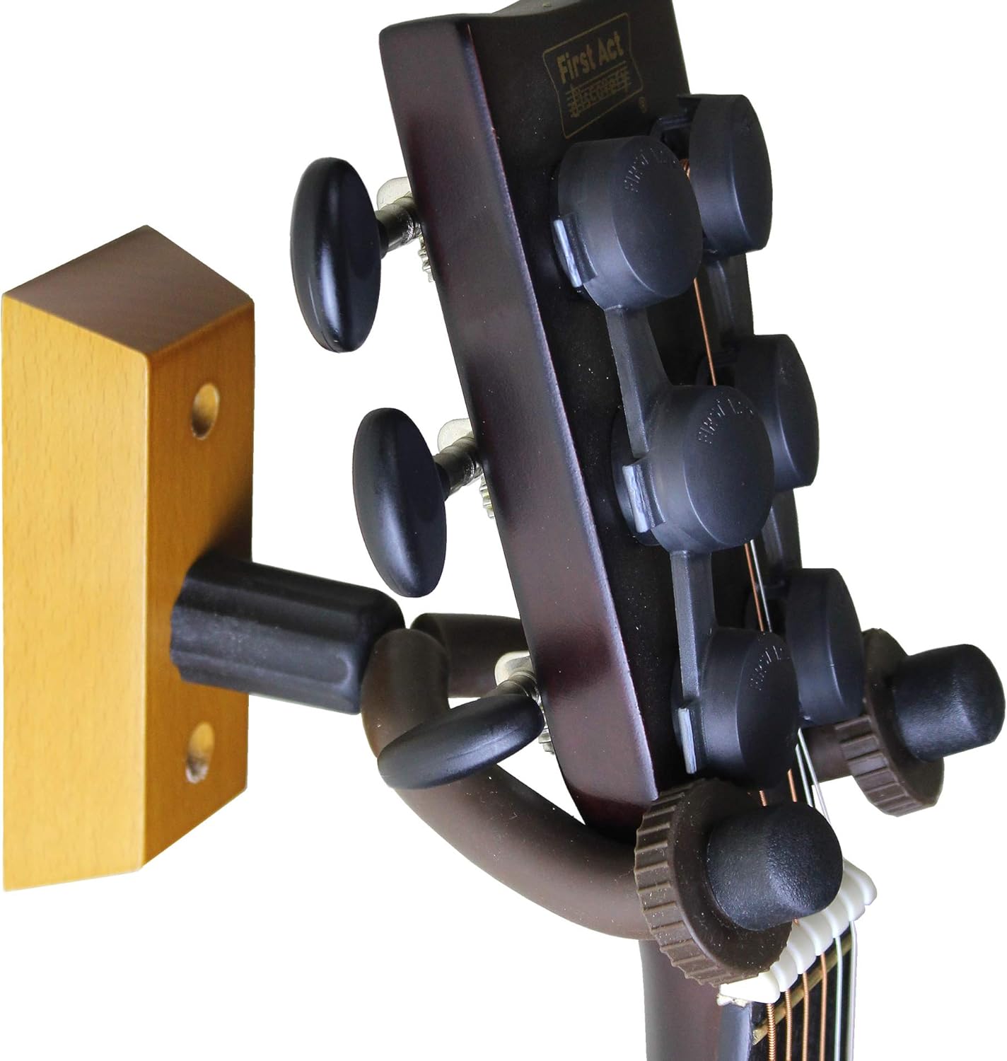 BlueDot Trading ~ Universal Guitar Holder Wall Bracket Mount Hook for Acoustic, Bass, Classical, Ukulele and Electric Guitars, Cherry Stain Wood Base, Mounting Hardware Included (10-Pack)