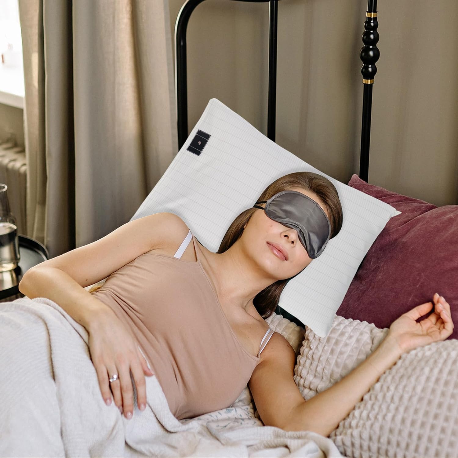 2PCS 20"*30"Grounding Pillowcase with Grounding Cord, Soft and Comfortable Cotton Grounding Pillow Cover, Reduce Inflammation Sleep Therapy Conductive Pillowcases